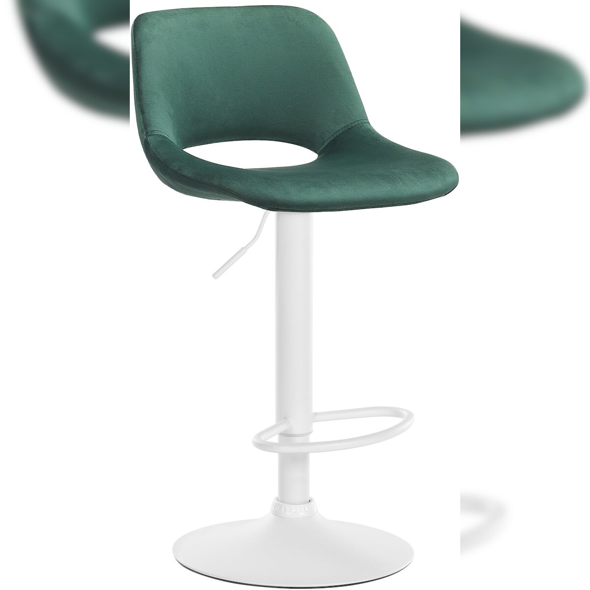 DELUKE® Barhocker JAKSON - Grün, Samt, Weiß | Barhocker mit Lehne Barstuhl Tresenhocker Tresenstuhl Kneipenhocker Kneipenstuhl