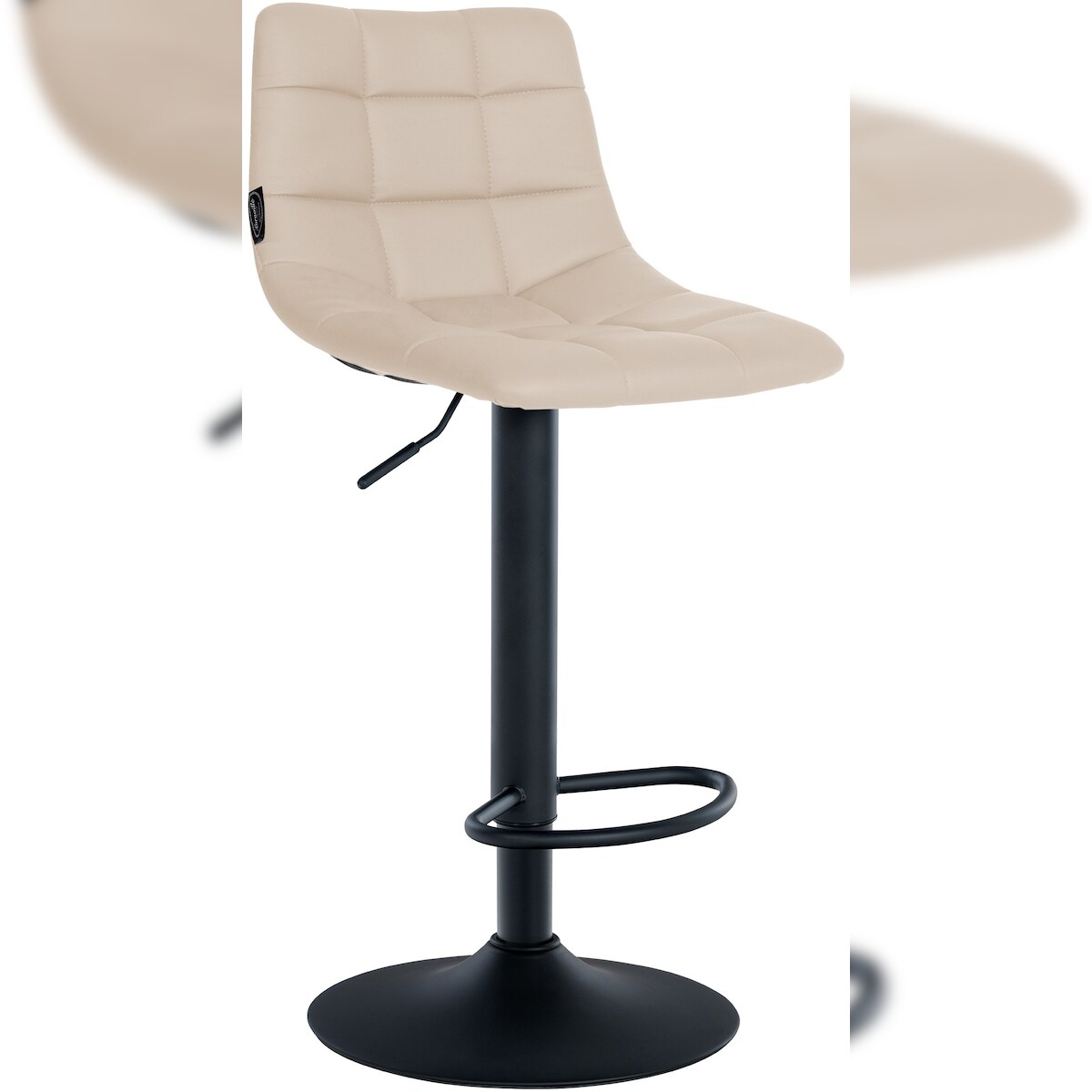 DELUKE® Barhocker DUBAI - Creme, Kunstleder, Schwarz | Barhocker mit Lehne Barstuhl Tresenhocker Tresenstuhl Kneipenhocker Kneipenstuhl Image