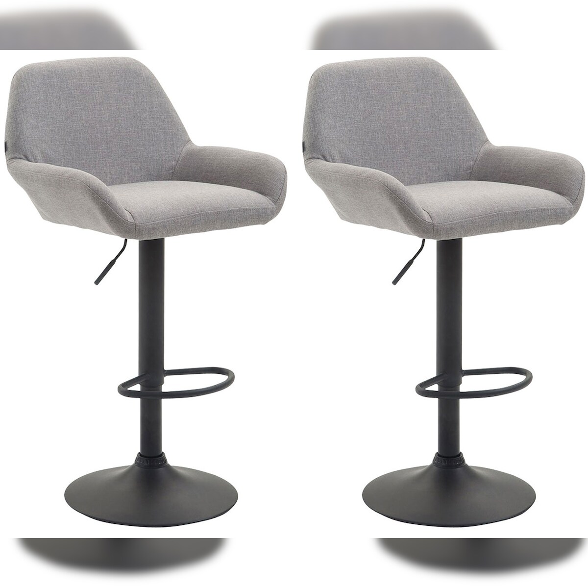 DELUKE® Barhocker 2er Set DUBLIN - Grau, Stoff, Schwarz | Barhocker mit Lehne Barstuhl Tresenhocker Tresenstuhl Kneipenhocker Kneipenstuhl Image