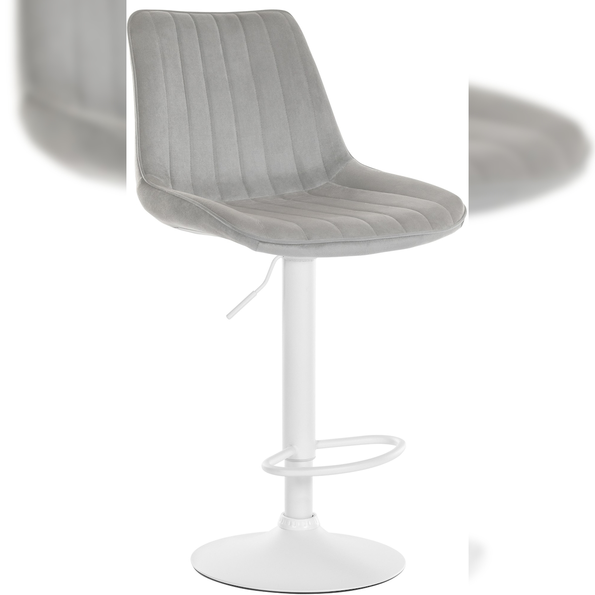 DELUKE® Barhocker RIO - Grau, Samt, Weiß | Barhocker mit Lehne Barstuhl Tresenhocker Tresenstuhl Kneipenhocker Kneipenstuhl Image