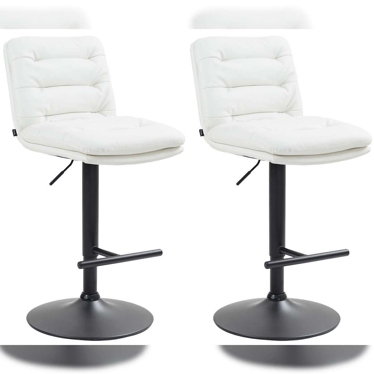 DELUKE® Barhocker 2er Set TURIN - Weiß, Kunstleder, Schwarz | Barhocker mit Lehne Barstuhl Tresenhocker Tresenstuhl Kneipenhocker Kneipenstuhl Image