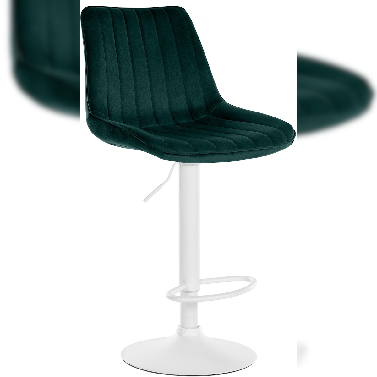 DELUKE® Barhocker RIO - Grün, Samt, Weiß | Barhocker mit Lehne Barstuhl Tresenhocker Tresenstuhl Kneipenhocker Kneipenstuhl Image