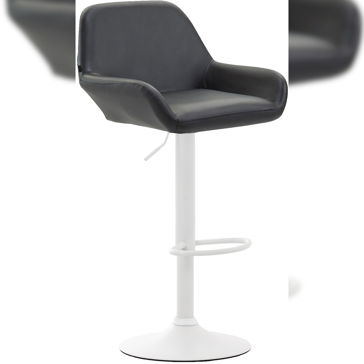 DELUKE® Barhocker DUBLIN - Schwarz, Kunstleder, Weiß | Barhocker mit Lehne Barstuhl Tresenhocker Tresenstuhl Kneipenhocker Kneipenstuhl Image