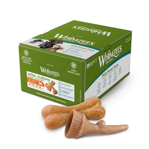 30 Stück Whimzees by Wellness Geweih und Reisknochen Größe L Hundesnacks