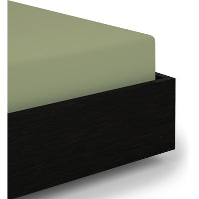 Spannbettlaken HECKETT & LANE "Elementi", laurel, grün, B:180cm L:220cm, Mako-Satin, Obermaterial: 100% Baumwolle, Laken, Laken aus 100% Baumwolle, hochwertiges Mako-Satin, Betttuch ab 90x200 Image