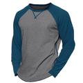 Per uomo Maglietta Camicia a Maniche Lunghe Felpa Manica Lunga Girocollo Estate Tinta unica Quotidiano Casual Stile da Strada Blocco di colore All'aperto Streetwear Casual Nero Blu Grigio chiaro