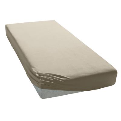 Spannbettlaken MY HOME "PHYSALIS", beige, B:120cm L:200cm, Jersey, Obermaterial: 100% Baumwolle, Laken, Baumwolle, Matratzen bis 18 cm Höhe, Bettlaken, Spannbetttuch, Laken Image