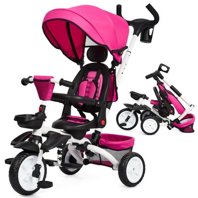 7 in 1 Toddler Foldable Baby Tricycle for Kids with Safety Harness