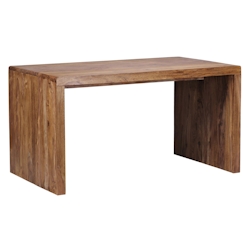 Schreibtisch `Teko`: Massivholz Sheesham, Stauraum, abgerundete Ecken, stabil. Braun, 160x80x76 cm | Kadima Design Image