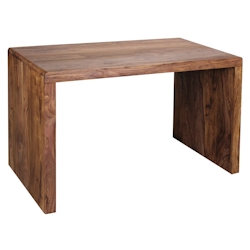 Schreibtisch `Teko`: Massivholz Sheesham, Stauraum, abgerundete Ecken, stabil. Braun, 120x60x76 cm | Kadima Design Image