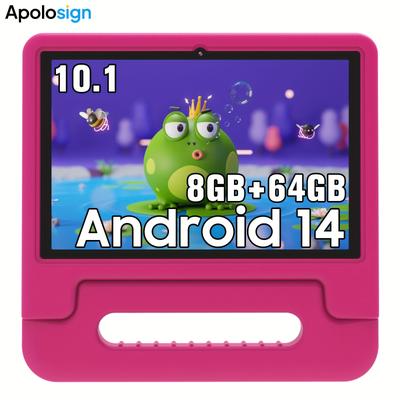 TEMU Apolosign 10.1 14 Kids Tablet, 8gb+64gb, 8-, - , 2.4g+5.8g, 6, , 5mp+2mp, 1280*800 Hd Display, Touch , Parental , Educational, Drop , Shockproof , Kids , Gms, , , Pre-installed Educational