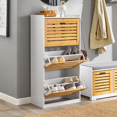 TEMU Sobuy Shoe Cabinet With 3 Flaps Shoe Cabinet With 6 Shelves Space-saving Adjustable Shoe Racks Natural, Fsr108-wn Image