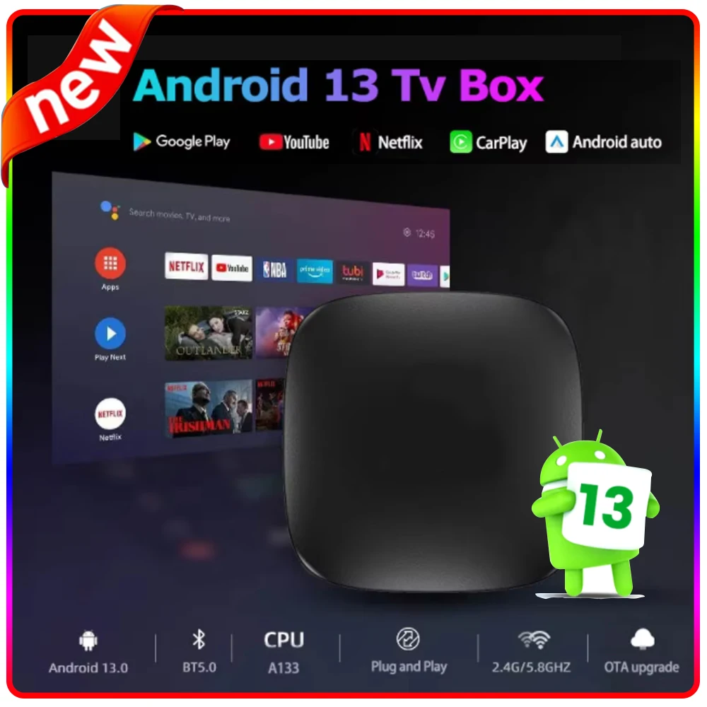 NEUER Android 13 CarPlay Smart Video Box Wireless CarPlay Android Autoadapter für Netflix YouTube Image