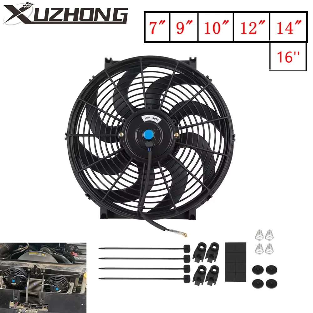 Universal 7/9/10/12/14/16 Zoll 12V 80W 2100RPM Auto Klimaanlage Lüfter Klinge Kühlen Montage Kit Image