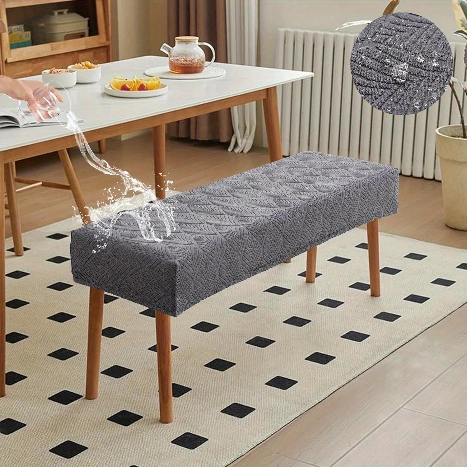 1pc wasserdichte Jacquard Textur Stretch Esszimmer Bank bezug Spandex wasch bar weich abnehmbare Bank Schon bezüge Bank bezüge