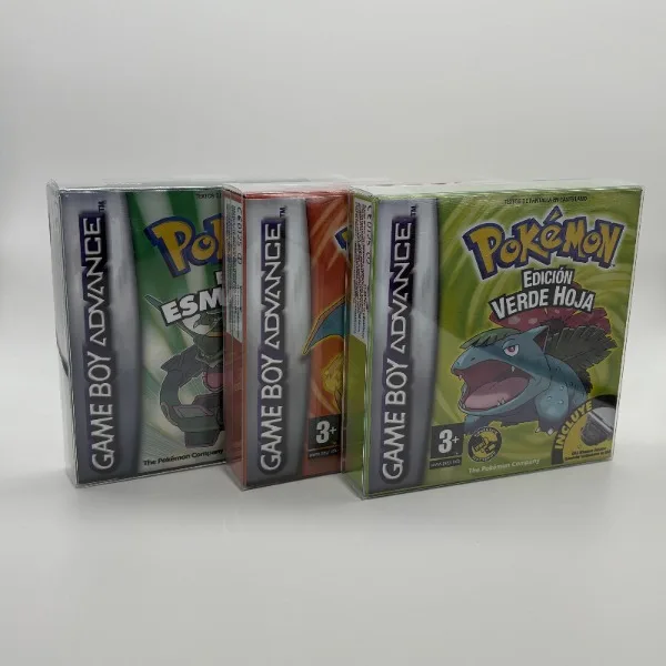 Pokemon Series Esmeralda Rojo Fuego Verde Hoja GBA Game in Box for 32 Bit Video Game Cartridge ESP Edicion No Manual