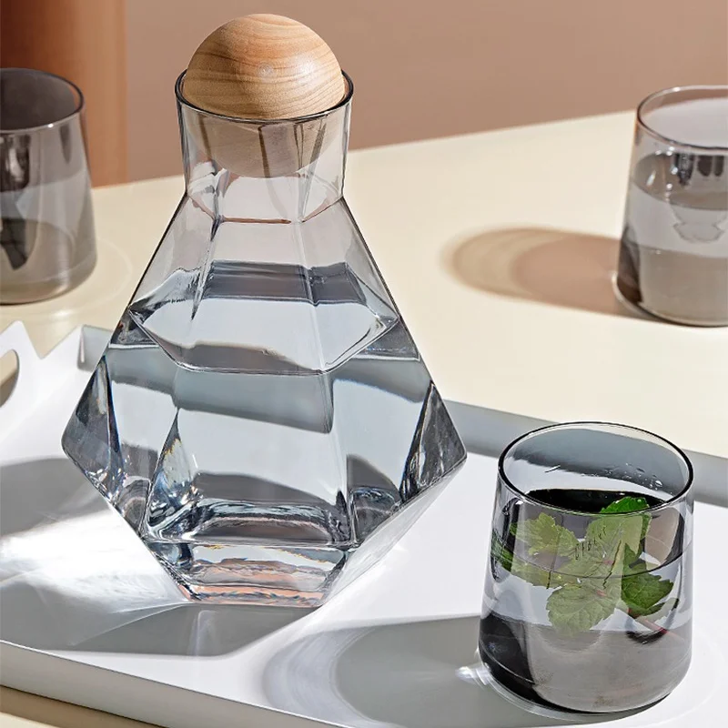 Glas Wasser Krug Wasserkocher Tee Topf Mein Wasser Töpfe Kreativität Unregelmäßigen Kalten Wasser Wasserkocher 1200ml 1400ml mit Holz ball Heimgebrauch Image