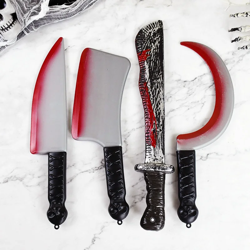 Halloween blutiges Messer DIY Party Dekoration scharfe Plastiks pielzeug Simulation Küchenmesser knifflige Requisiten gebogenes Messer Halloween Requisiten Image