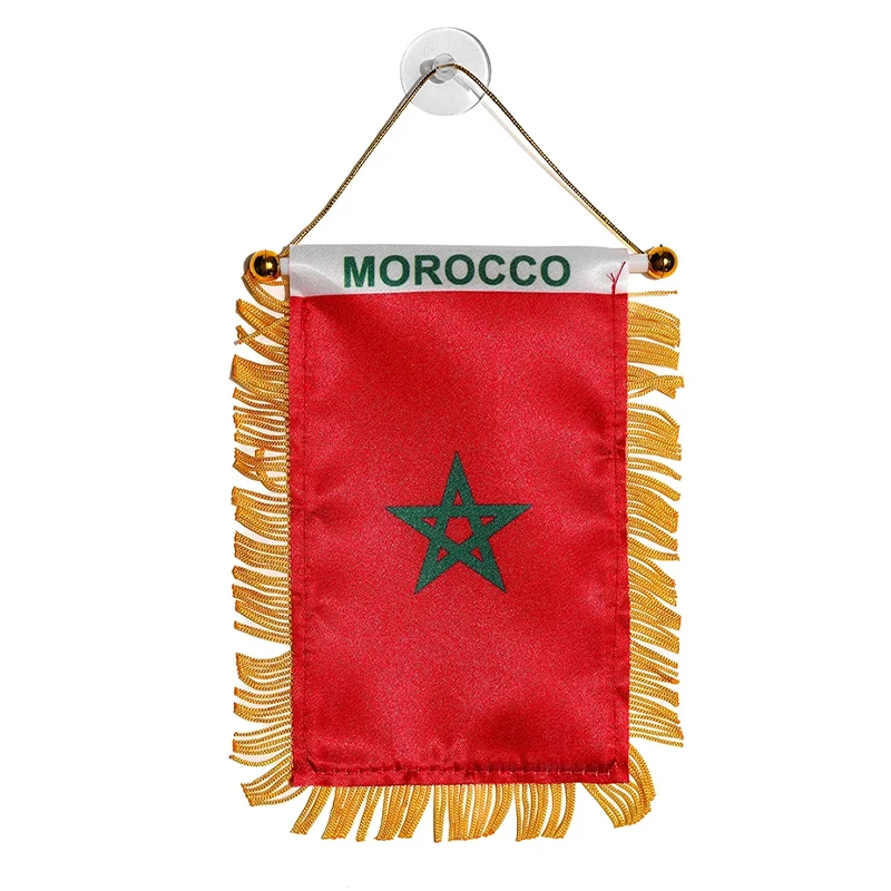 aerxemrbrae 8 * 12 cm Autofensterdekoration Polyester Marokko Hängender Wimpel Flaggen Marokkanischer Mini-Wimpel Image