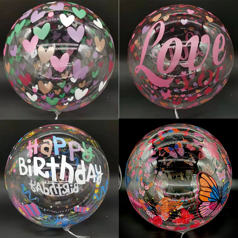 10 Stück bedruckter Blasenballon 20 Zoll transparenter Bobo-Ballon Mehrfachteiliger Ballon für Hochzeit, Geburtstag, Party-Dekoration Image