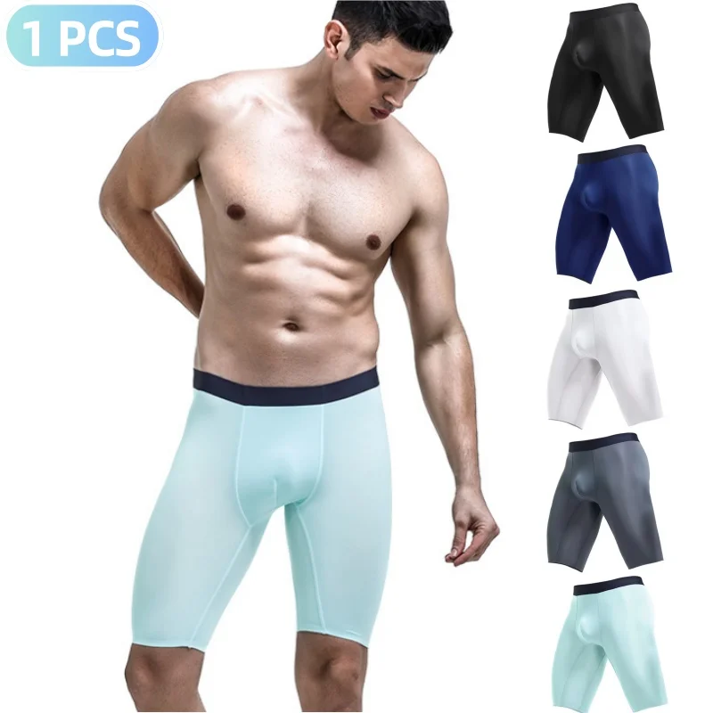 Herren Unterwäsche Boxer Shorts Homme Transparente Höschen Mann Eis Seide Atmungsaktive Beutel Lange Bein Unterhose Cueca Große Größe L-5XL Image