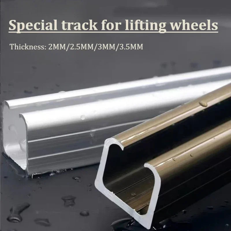 2 stücke 50 cm Schiebe Schiene Hebe Schiene Schiebetür Aluminium Legierung Holz Tür Armaturen Verdickt Up Schiene Tür PulleyTrack