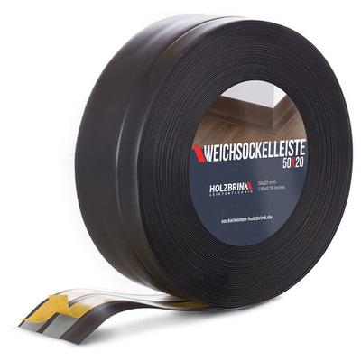 Weichsockelleiste selbstklebend Schwarz Knickleiste, 50x20mm, 25 Meter - Schwarz - Holzbrink