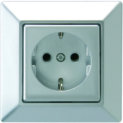 REV - Düwi Standard Quadro Steckdose mit Kindersicherung komplett silber al Image