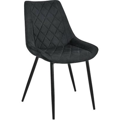 Akord - Esszimmerstuhl mit Samt SJ.0488 Gepolsterter Gesteppter Stuhl aus Velours in Schwarz Image