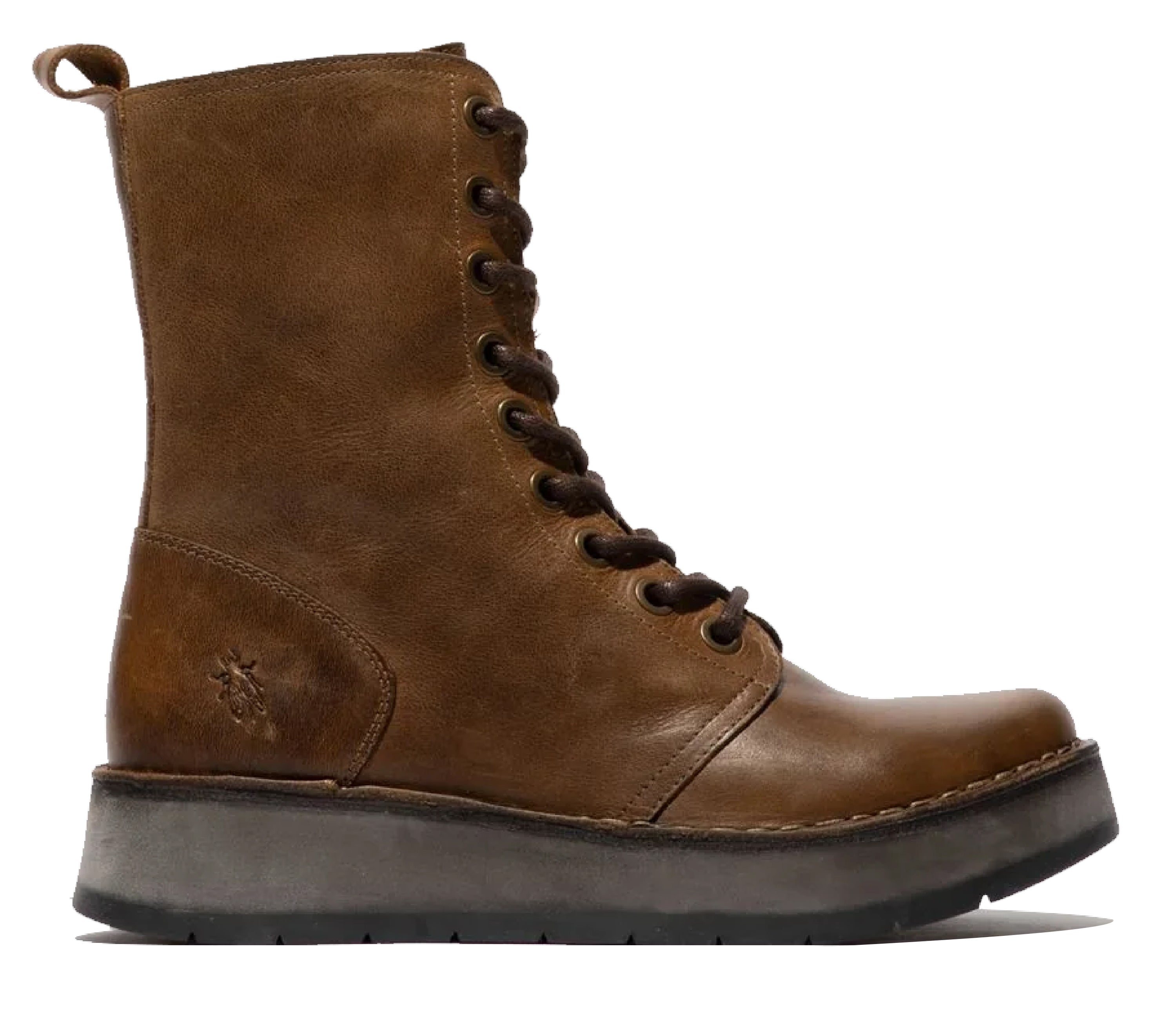 Fly London Damen-Stiefeletten RAMI043, leger, Leder, zum Schnüren, Hellbraun