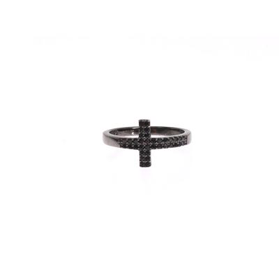 CZ Kreuz Rhodium Ring