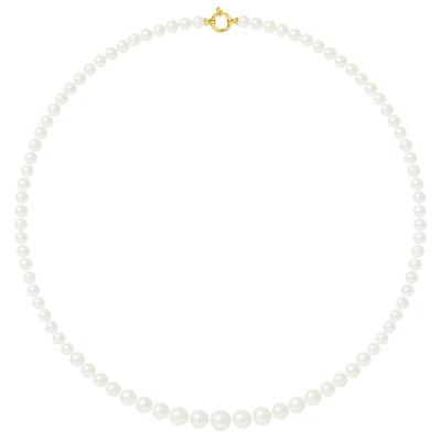 Collier Rang de Perles d'Eau Douce en Chute 10-6 mm PRINCESSE Fermoir Prestige Or Blanc 18 Carats