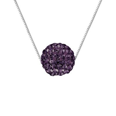 Collier Chaine Sphère Cristal PRECIOSA 10-11 mm Violette Argent 925