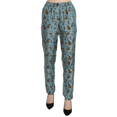 Schmal zulaufende Hose mit Musikinstrumentendruck Image