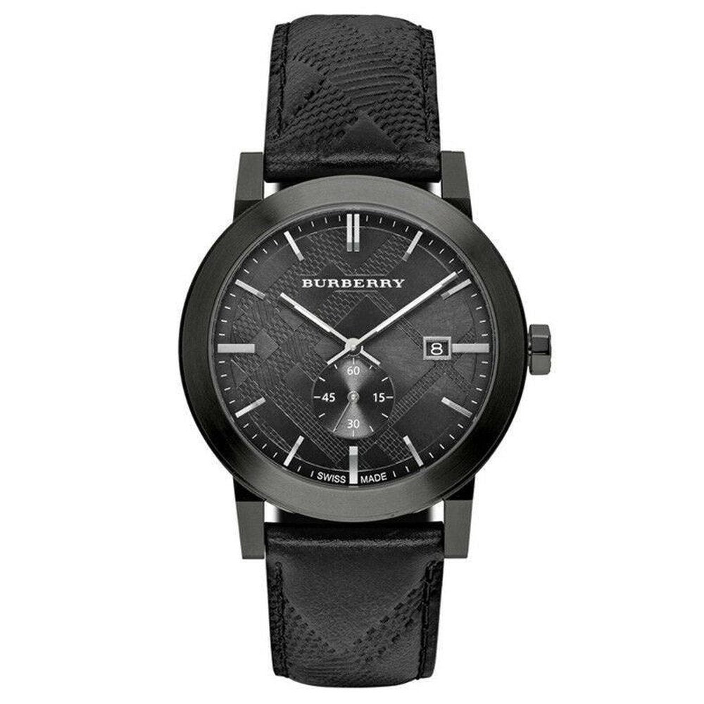 Burberry BU9906 City schwarzes Lederarmband Herrenuhr Image