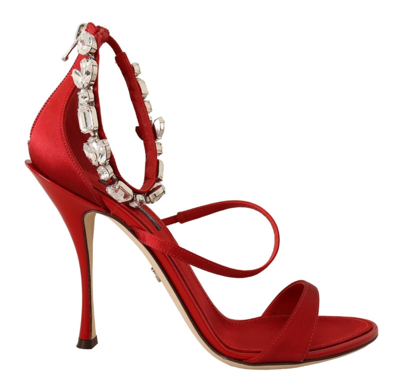 Sandalen aus Satin mit Kristallverzierung