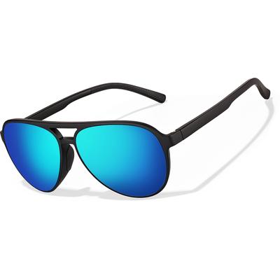 Zenni Aviator Sunglasses Matte Black With Blue Mirror Plastic Full Rim Frame