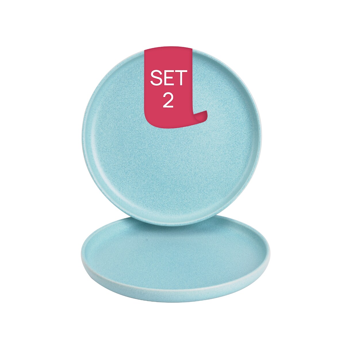 James Cooke Bliss flache Teller - 2er-Set, Steingut, Ø 22 cm, hellblau, Seidenglanz Image
