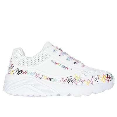 Skechers Girl's JGoldcrown: Uno Lite - Heart Daze Sneaker | Size 11.0 | White | Synthetic | Machine Washable