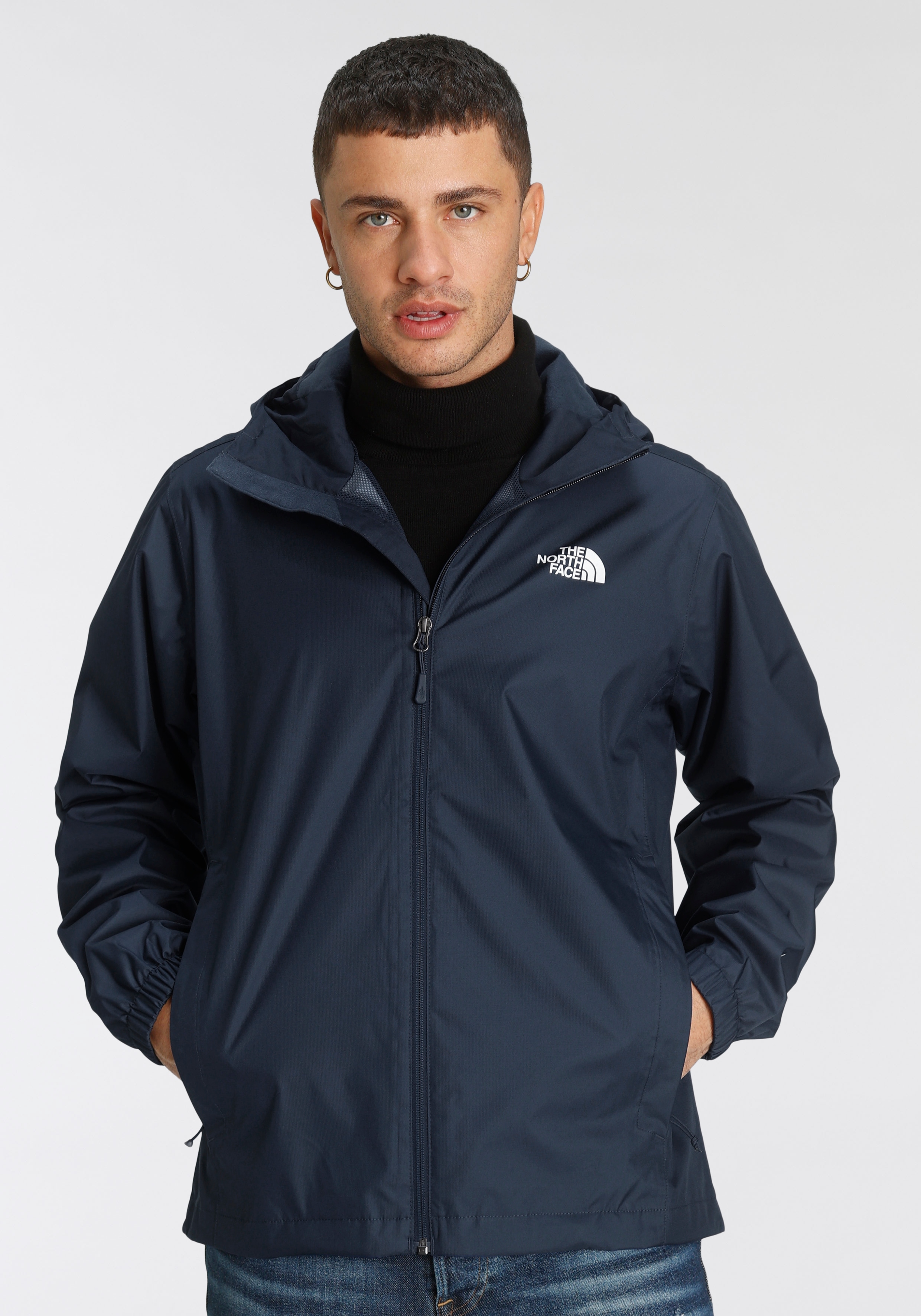 Regenjacke THE NORTH FACE "MEN´S QUEST JACKET", Herren, Gr. S (44/46), blau (marine), Web, Obermaterial: 100% Polyester. Futter: 100% Polyester, hüftlang, hoch geschlossener Ausschnitt, mit innenliegendem Gummizug, Jacken Regenjacke, leichtes,...