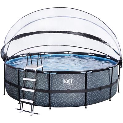 Framepool EXIT "inkl. multifunktionaler Poolabdeckung und Sicherheitsleiter", grau, H:122cm Ø:450cm, Schwimmbecken, ØxH: 450x122 cm, mit Sandfilteranlage Image
