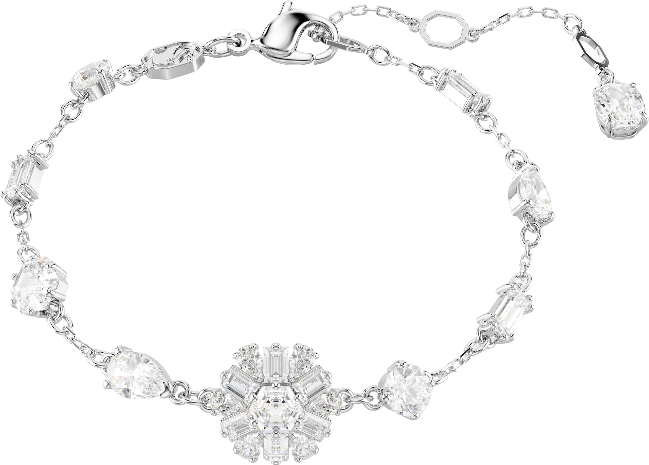 Armband SWAROVSKI "Idyllia E Florere Schneeflocke" Gr. M, silber (metallfarben, kristallweiß, weiß, kristallweiß), Armbänder, Damen, M, Metall, Armband, mit Swarovski Zirkonia (synth.)