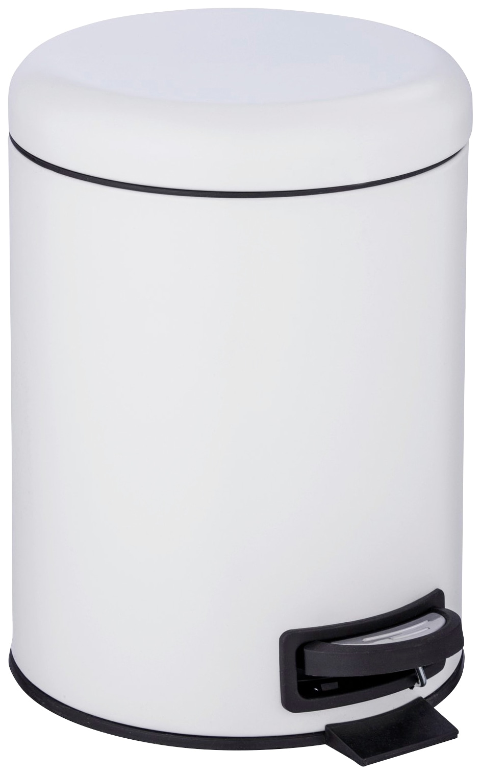 Kosmetikeimer WENKO "Leman", schwarz-weiß (weiß, schwarz), B:21cm H:24cm T:28cm, Stahl, Mülleimer, 5 Liter, BxTxH: 21x28x24 cm