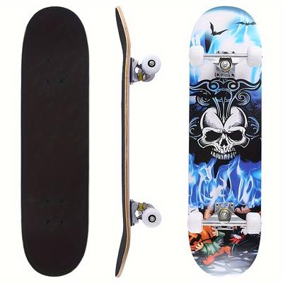 TEMU Complete , 31.5x8 Inches, Design, Street Skating, All- Board For Teens, Boys And Girls, Beginners, Diamond Waterproof Sandpaper Non-slip Surface