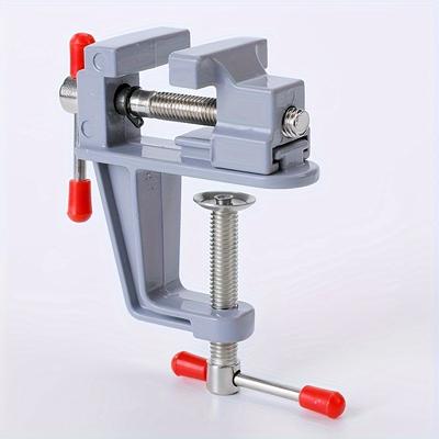 TEMU 1pc Mini Aluminum Alloy Bench Vise, Diy Table Vice Clamp, Small Flat Nose Pliers, Micro Workbench Vise Clamp For Woodworking, Jewelry Making, And Crafting Image