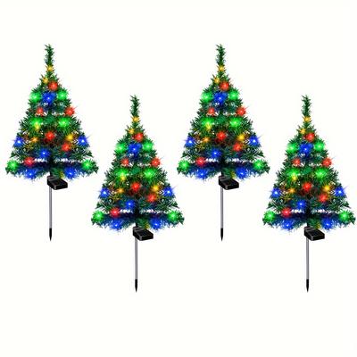 TEMU (4-pack Ordinary Solar Christmas Tree) Christmas Party Christmas Tree Decoration Garden Light Outdoor -saving Decorative Light - Suitable For Path, Lawn Gardening Decoration