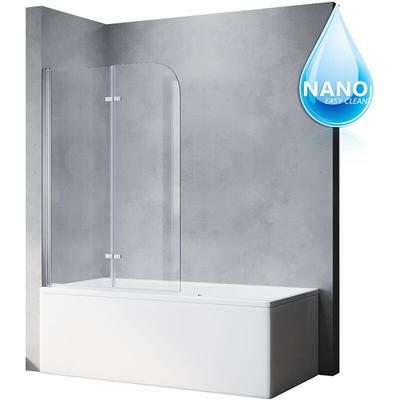 Badewannenaufsätze faltbar bad 100x130cm Faltwand 2-teilig für Badewanne esg nano Glas Image