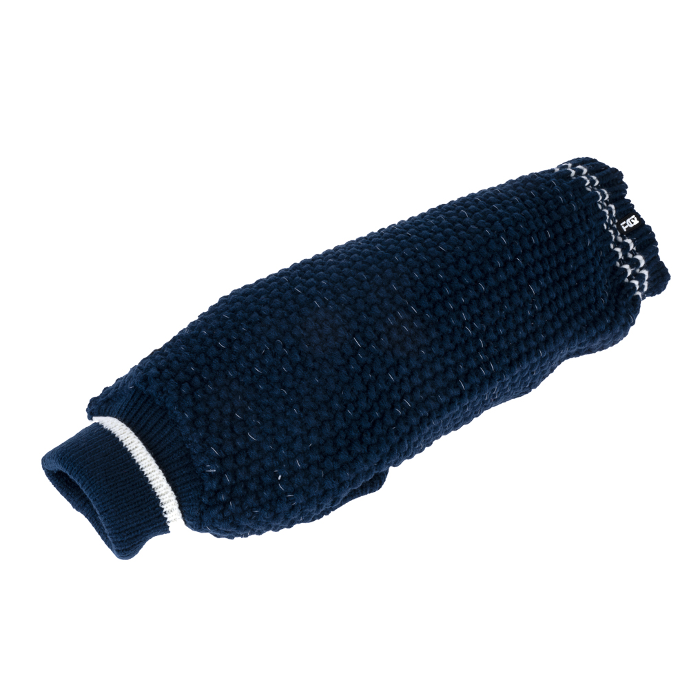 Pull-over TIAKI Reflective Knit, bleu foncé pour chien - longueur du dos : environ 45 cm