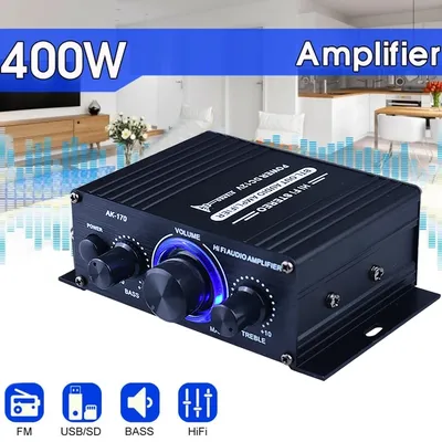 200W+200W Professional Home Amplifiers HiFi Stereo Audio Power Amplifier Subwoofer Amplifier Car