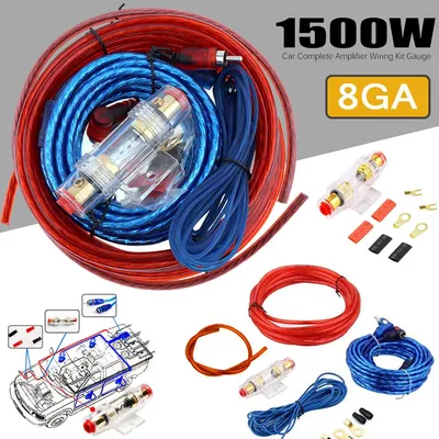 1500W Car Audio Speakers Wiring Kit 8GA 60AMP Subwoofer Amplifier AMP Wiring Fuse Holder Wire Cable